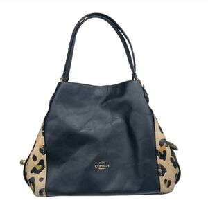 Coach Black and Tan Animal Print Shoulder Bag